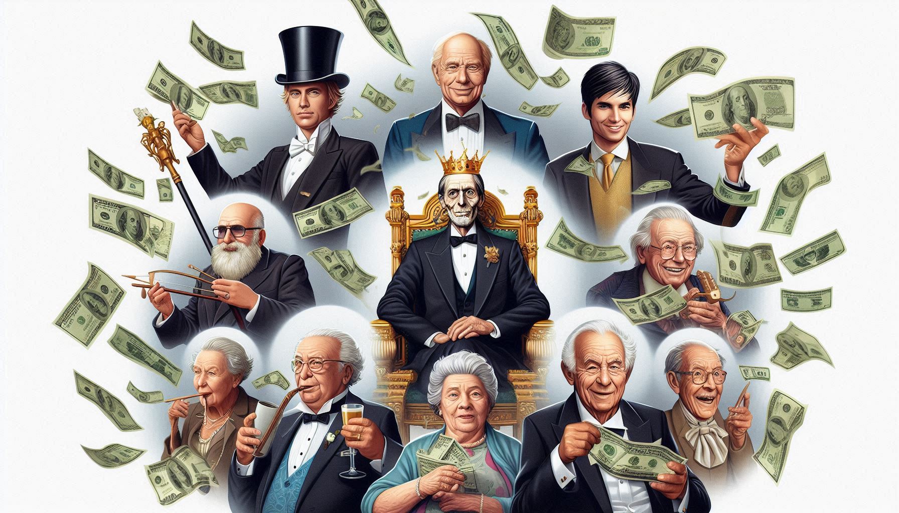 Ten people who were born rich but died poor, including their wealth at birth, and the age at which they became poor: